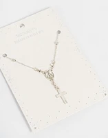Collar rosario bañado en plata