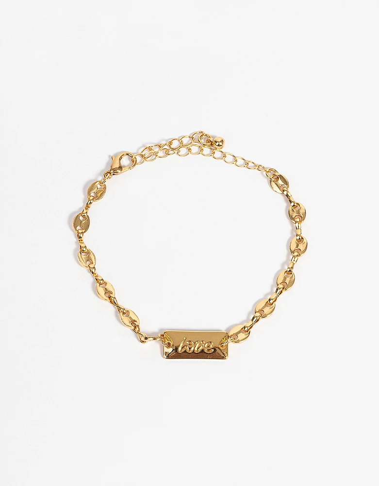 Pulsera love bañada en oro