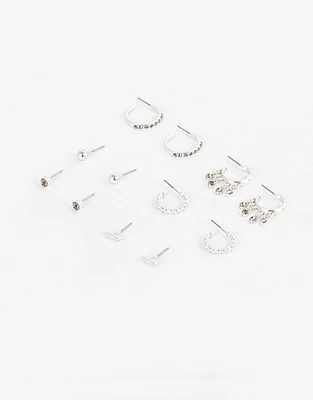 Set de aretes bañados en plata