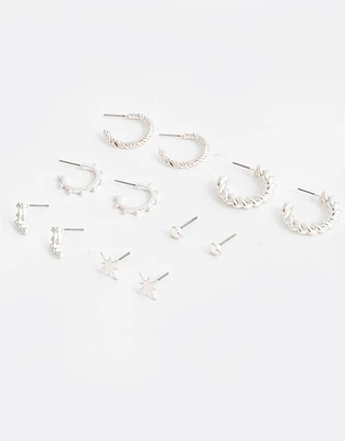 Set de aretes bañados en plata