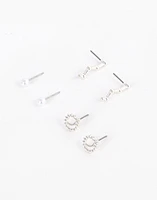 Set de aretes bañado en plata