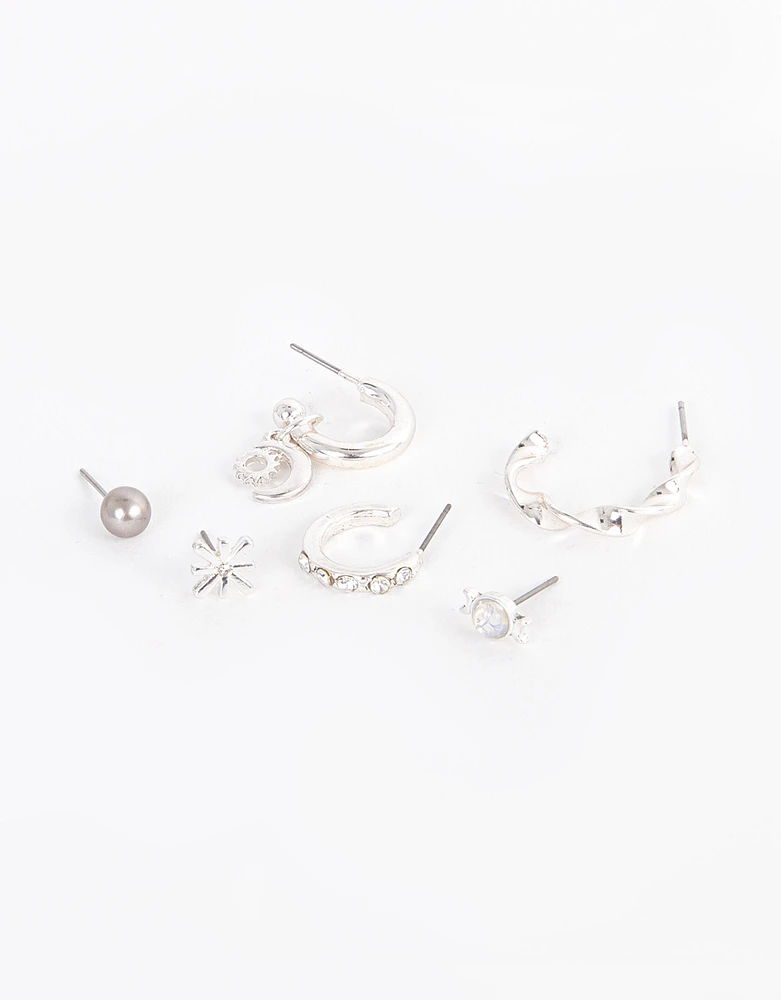 Set de aretes bañado en plata