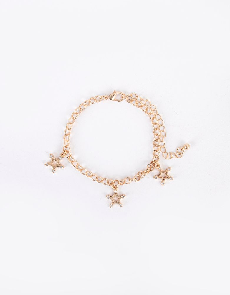 Pulsera con dijes bañada en oro