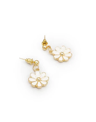 Aretes colgantes cortos con flores