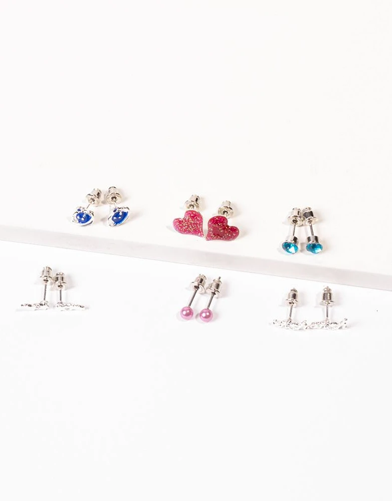 Set de 6 pares de aretes infantiles