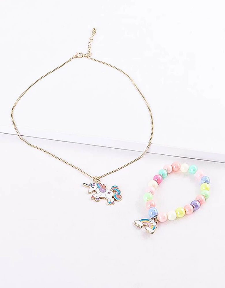 Set infantil de pulsera y collar con unicornio