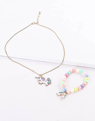 Set infantil de pulsera y collar con unicornio