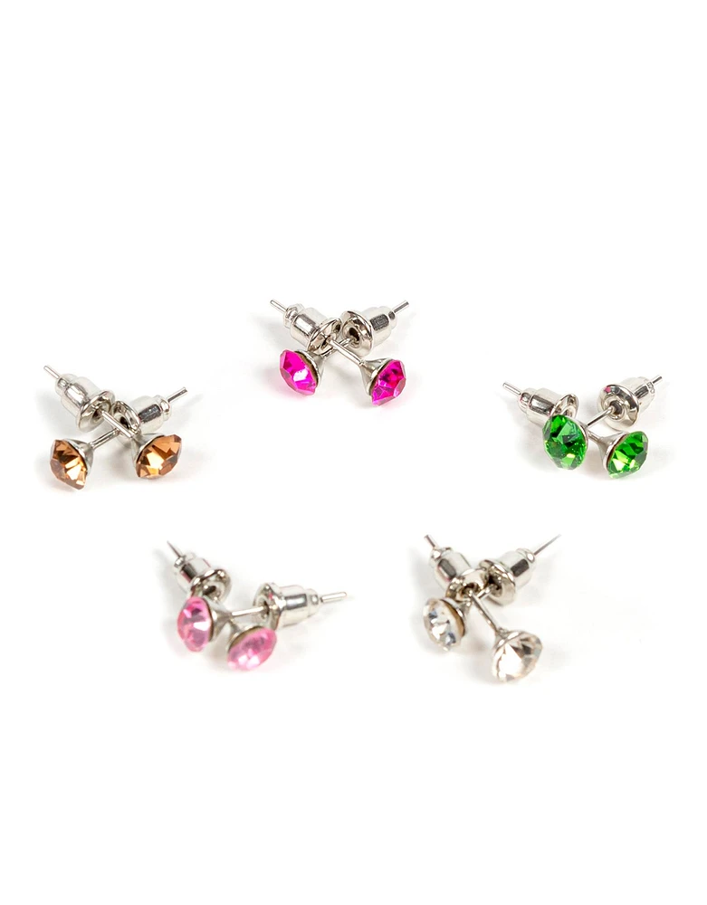 Set de 5 pares de aretes brillantes