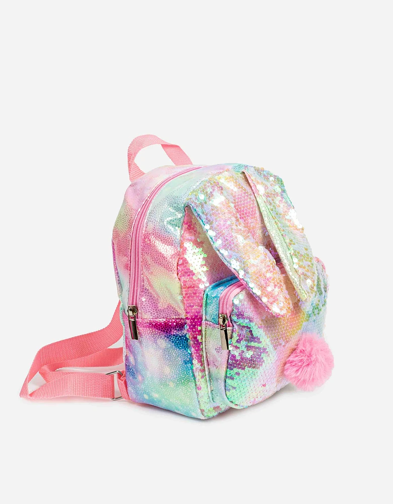 Mochila infantil lentejuelas conejito