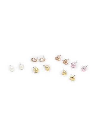 Set de 6 aretes esmaltados con strass