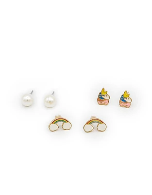 Set de 4 aretes esmaltados con strass