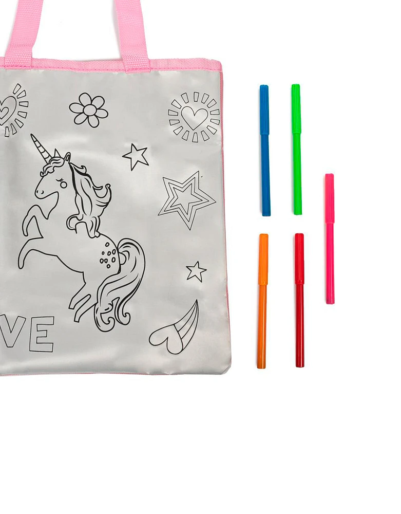 Bolsa infantil unicornio para colorear