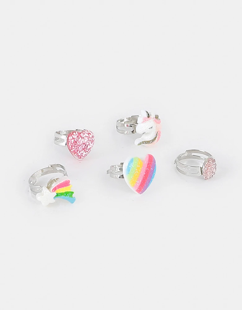 Anillos infantiles en cajita unicornio