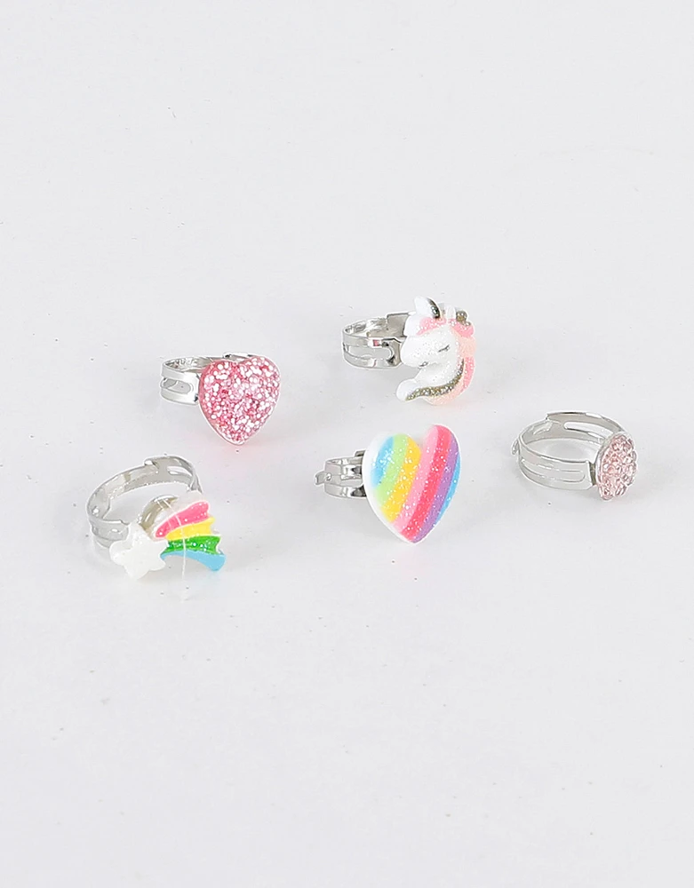 Anillos infantiles en cajita unicornio