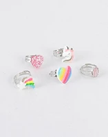 Anillos infantiles en cajita unicornio