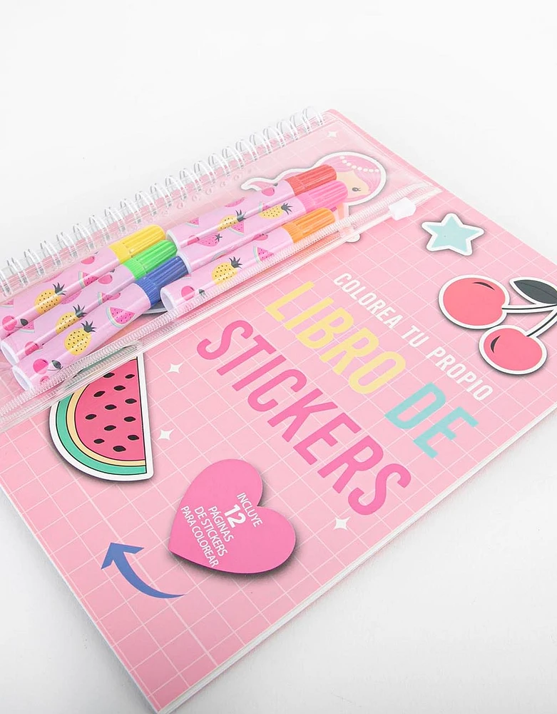 Cuaderno con stickers para colorear