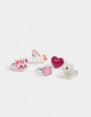 Set de anillos infantiles unicornio