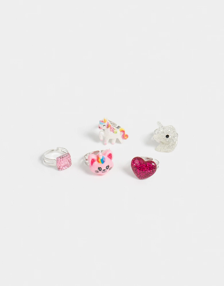 Set de anillos infantiles unicornio