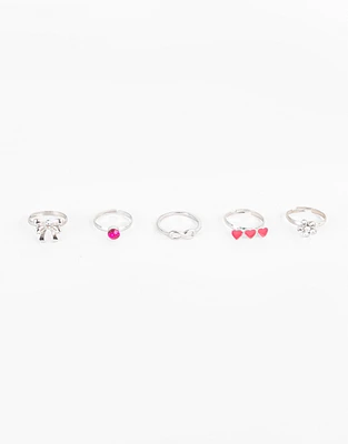 Set de 5 anillos corazones