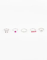 Set de 5 anillos corazones