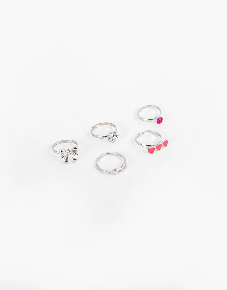 Set de 5 anillos corazones