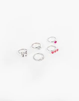 Set de 5 anillos corazones