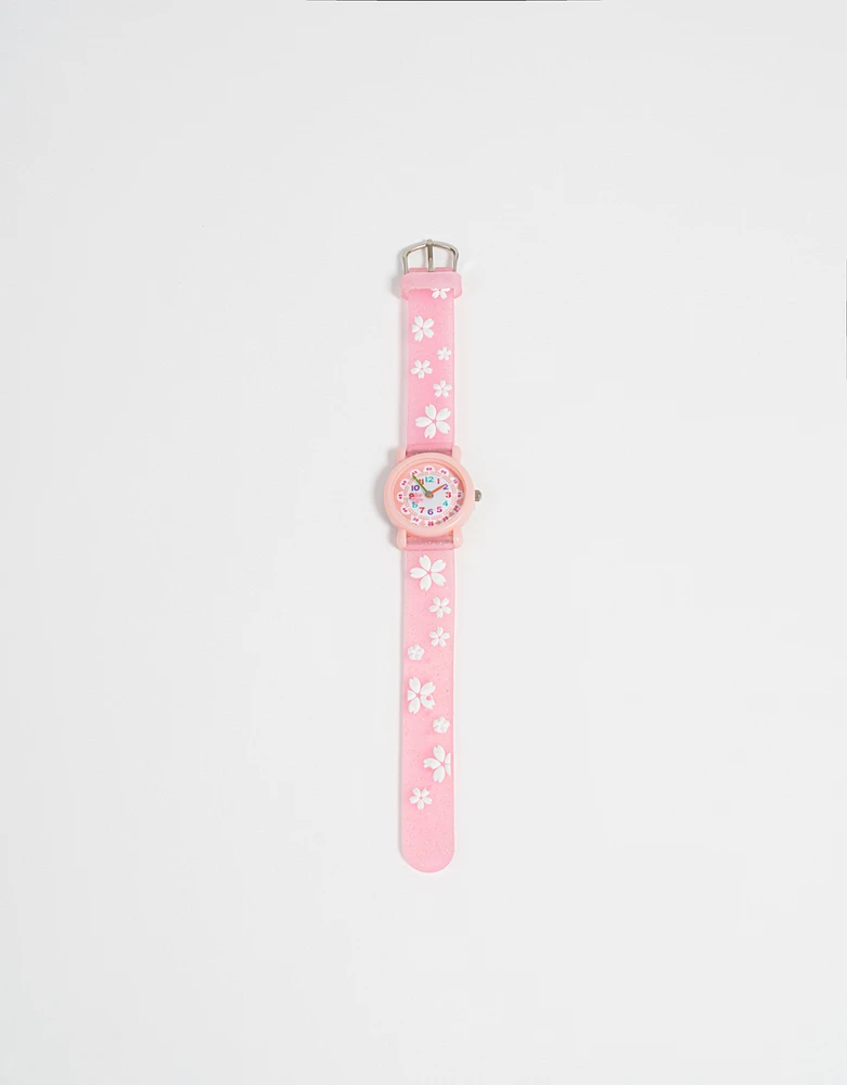 Reloj analógico con flores