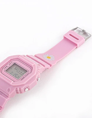 Reloj digital con flores