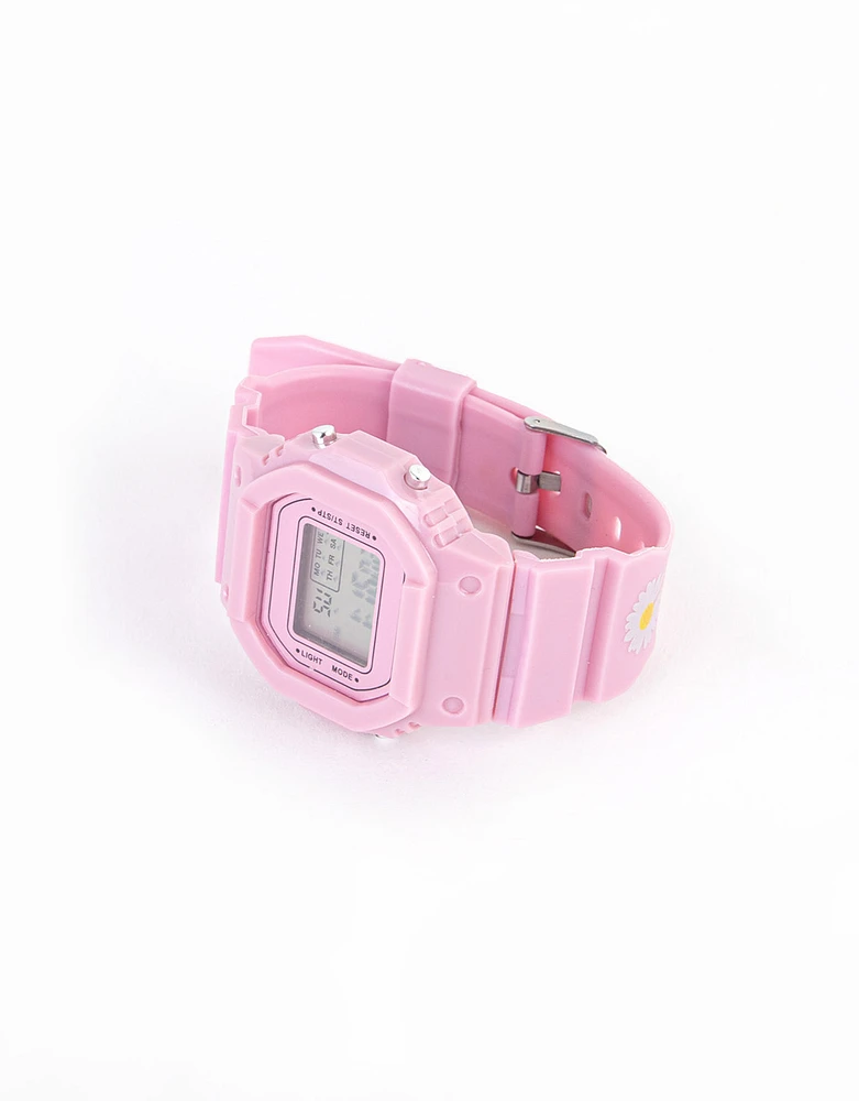 Reloj digital con flores