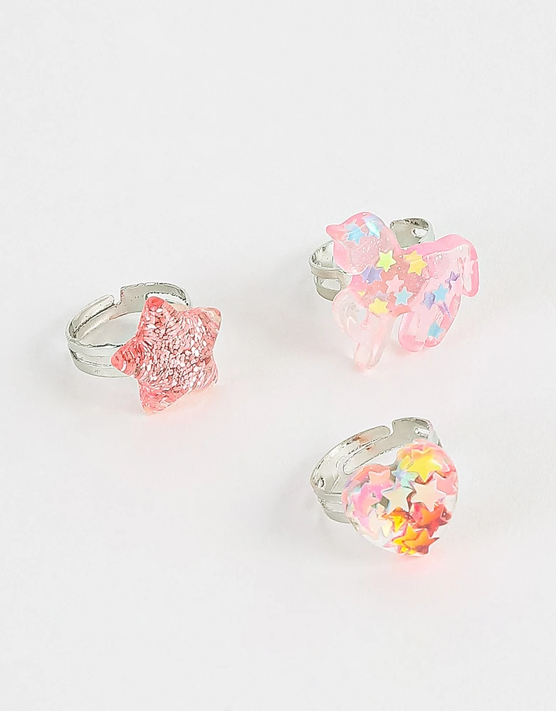 Anillos infantiles con glitter