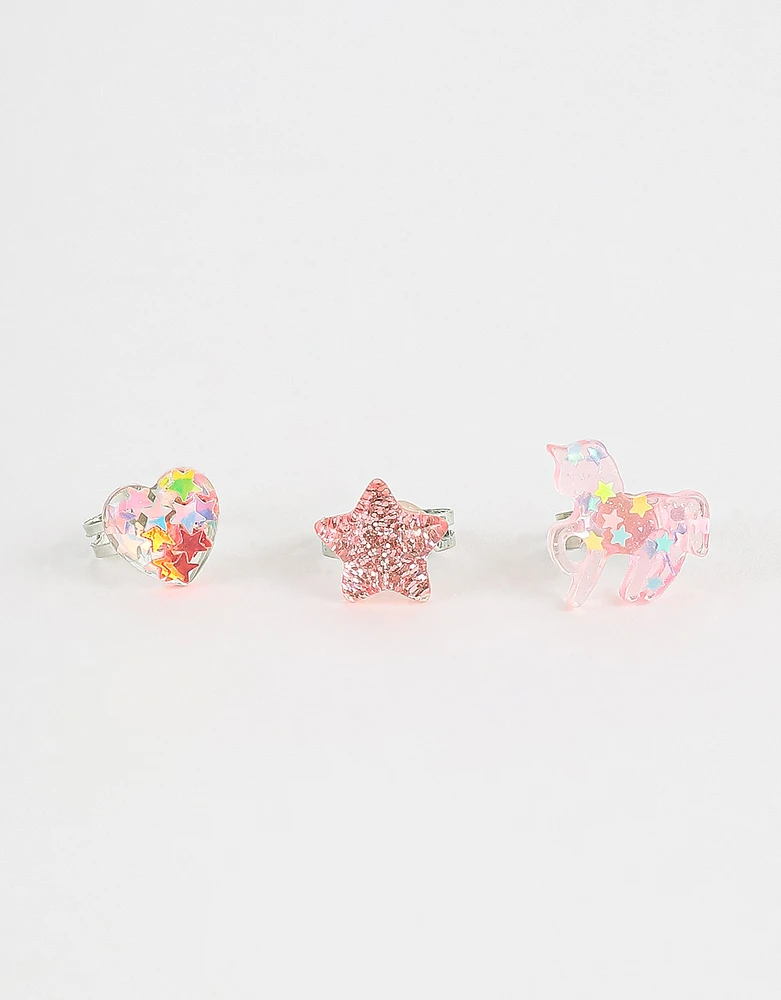 Anillos infantiles con glitter