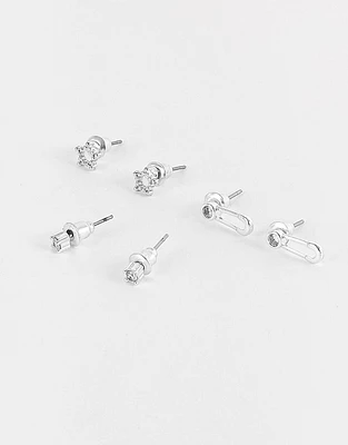 Set de aretes bañados en plata con cubic zirconia