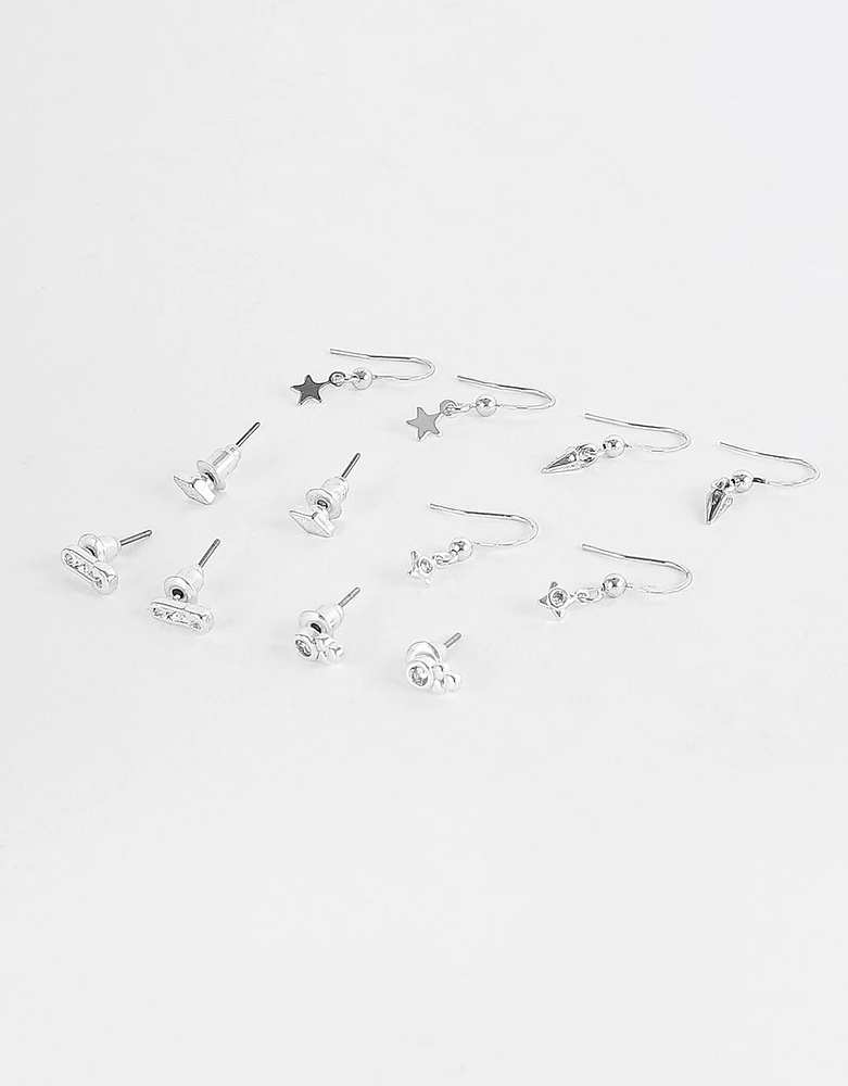 Set de aretes bañados en plata con cubic zirconia