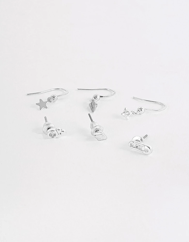 Set de aretes bañados en plata con cubic zirconia