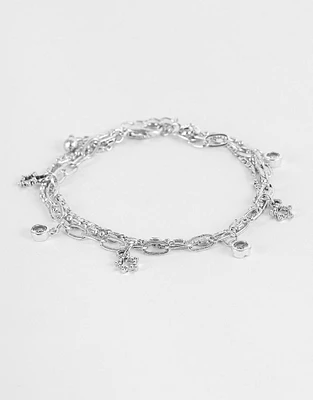 Pulsera bañada en plata con cubic zirconia