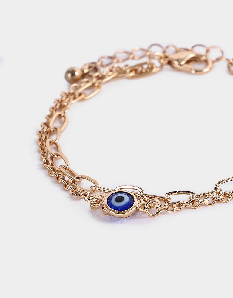 Pulsera con ojo bañada en oro