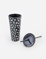 Vaso de 700 ml estampado con tapa y popote de plástico