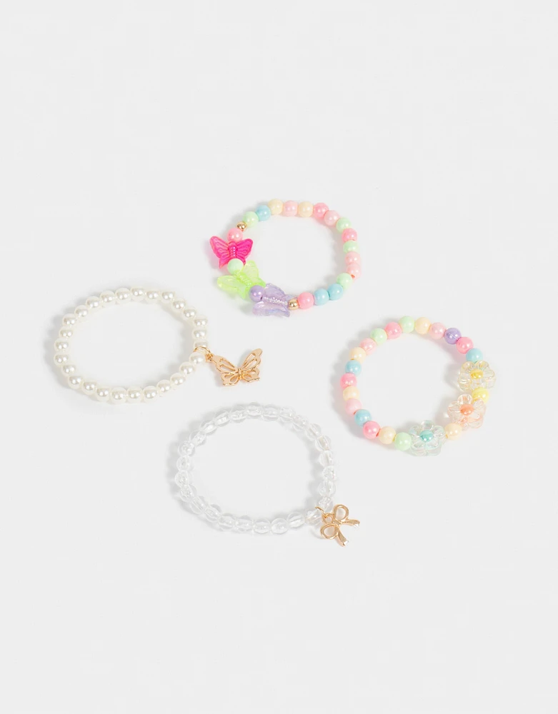 Set de 4 pulseras con mariposas