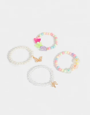 Set de 4 pulseras con mariposas