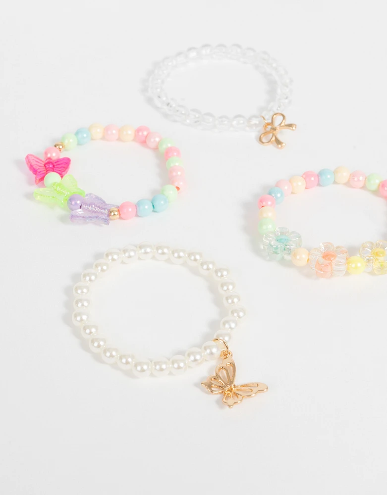 Set de 4 pulseras con mariposas