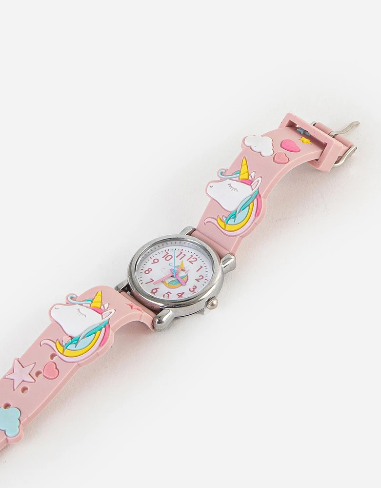 Reloj infantil analógico con unicornios