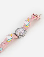 Reloj infantil analógico con unicornios