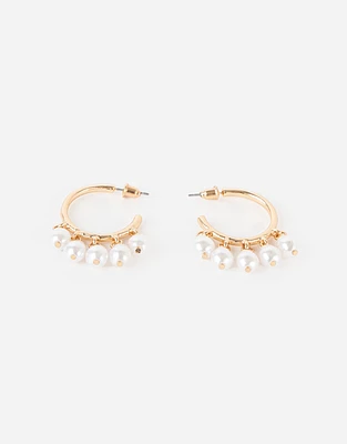 Aretes argollas con perlas