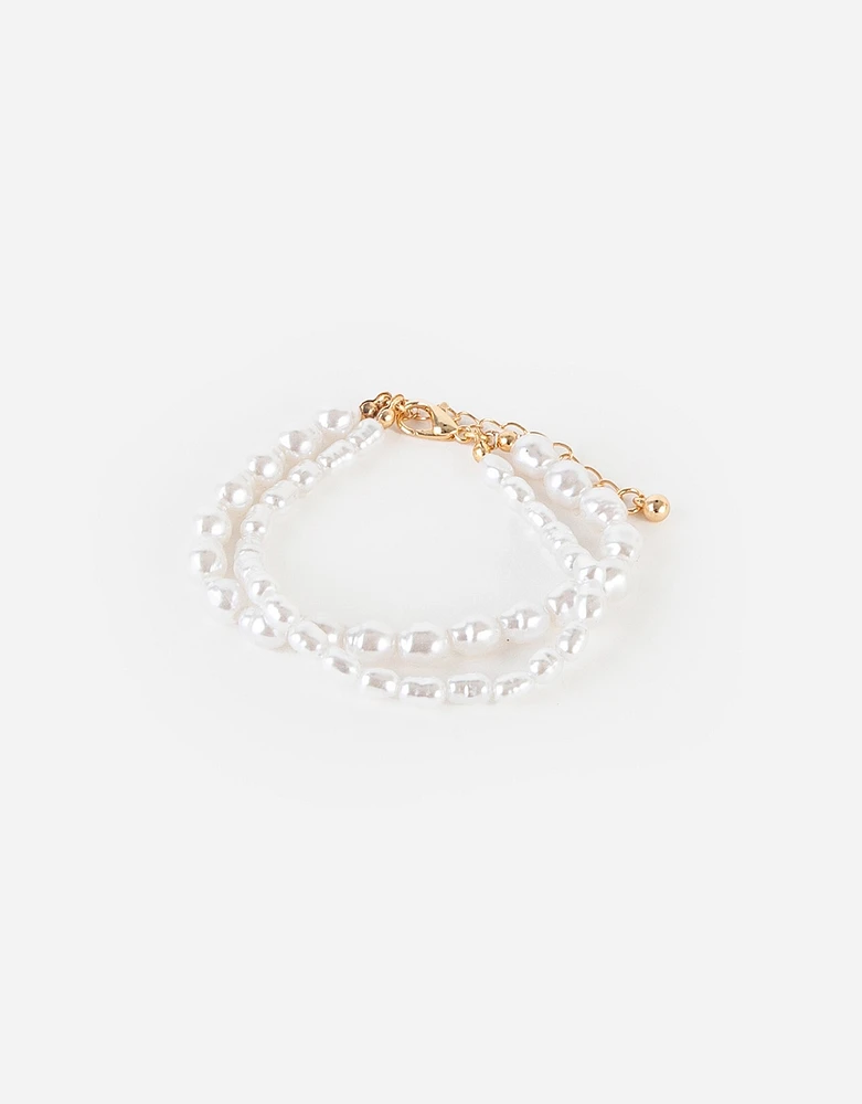 Pulsera flexible con perlas