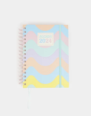 Agenda a5  anillada con tapa impresa con detalles en bajorelieve