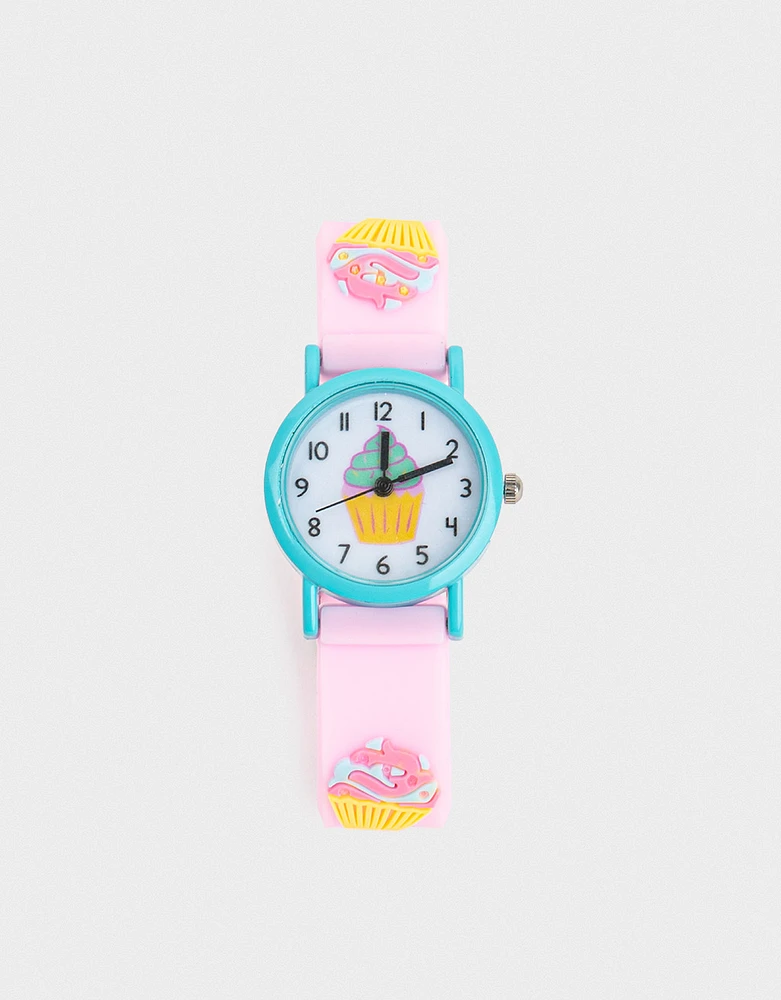 Reloj analógico de cupcakes