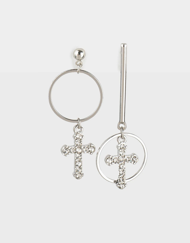 Aretes con cruces con strass