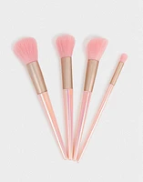 Set de 4 brochas para maquillaje para rubor, base, iluminador y corrector en efecto glazed