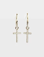 Aretes largos con cruz