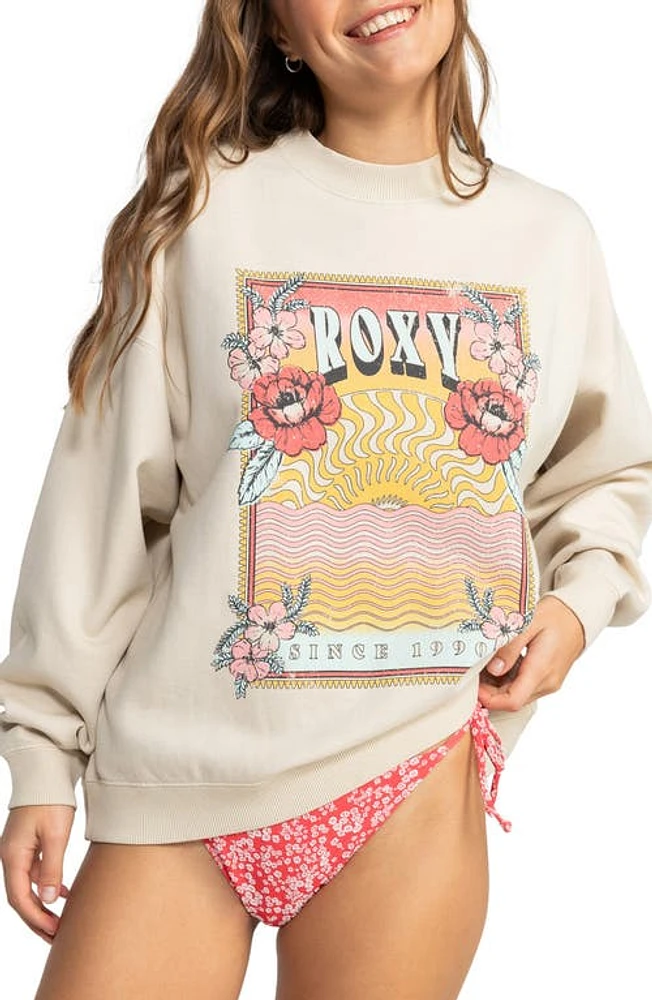 Roxy Lineup Oversize Graphic Sweatshirt Brazilian Sand at Nordstrom,